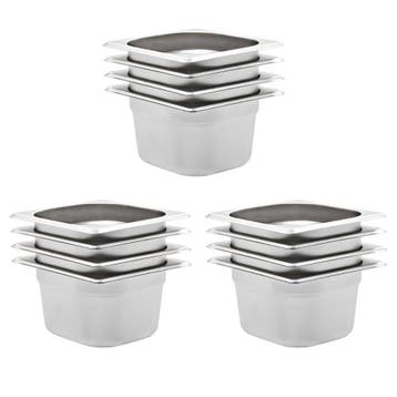 vidaXL Gastronormbakken 12 st GN 1/6 100 mm roestvrij staal, Antiek en Kunst, Verzenden