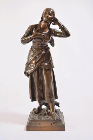Henry Étienne Dumaige (1830-1888) - sculptuur, Juana de Arco
