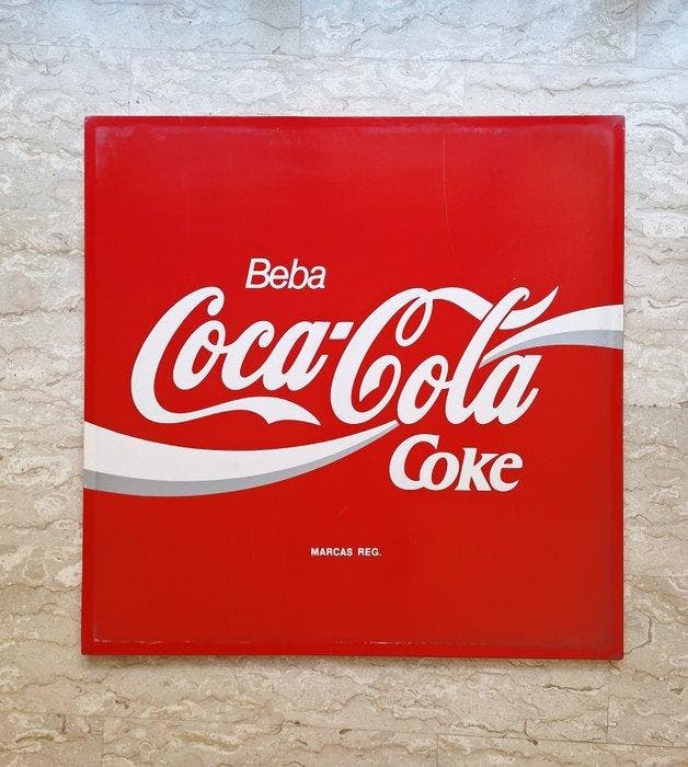 Coca-Cola - Drink Coca-Cola - Reclamebord - Metaal, Antiek en Kunst, Antiek | Wandborden en Tegels