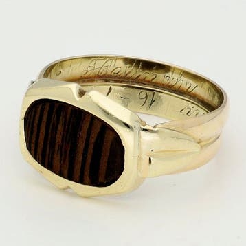 Ring - 14 karaat Geel goud - Hout, Handtassen en Accessoires, Nieuw