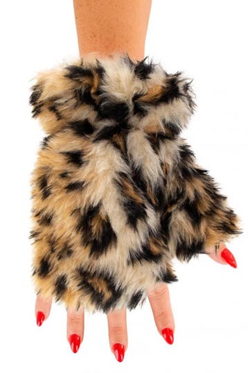 KIMU® Vingerloze Handschoenen Panterprint Bont Handschoen Zo, Ophalen of Verzenden, Nieuw