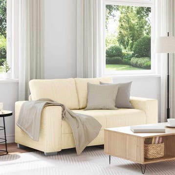vidaXL Loveseat Sofa Crème 160x77x82 cm Corduroy Stof, Verzenden, Nieuw