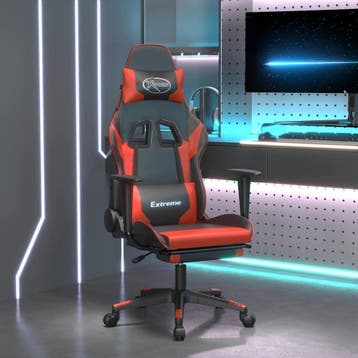 vidaXL Massage gamestoel met voetensteun kunstleer zwart en, Verzenden, Nieuw