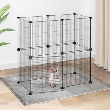 vidaXL Huisdierenkooi met deur 12 panelen 70x35x70 cm staal, Verzenden
