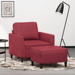 vidaXL Fauteuil met voetenbank 60 cm kunstleer wijnrood, Huis en Inrichting, Zetels | Zetels, Verzenden, Nieuw