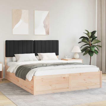 vidaXL Bedframe met Gevoerde Hoofdbord Zwart 160 x 200 cm, Verzenden, Nieuw