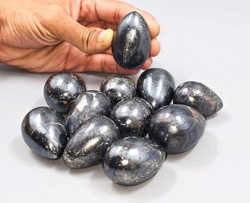 KAM’R GEM | Zilveren Hematiet Kristal Helende Eieren -
