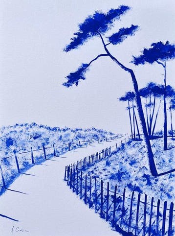 frederic Cadiou - Entrée de plage - bleu outremer