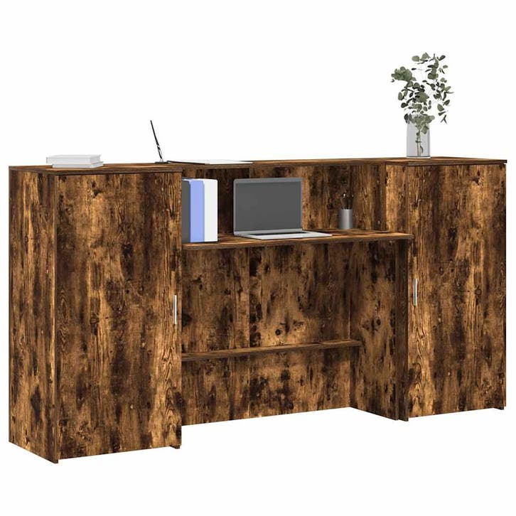vidaXL Receptiebalie 200x50x103,5 cm bewerkt hout gerookt, Maison & Meubles, Bureaux, Envoi