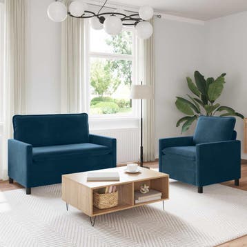 vidaXL bank / zetelstel 2 st Blauw Fluweel, Verzenden
