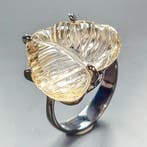 925 zilver zwart gerhodineerd - 20 ct citrien - Ring