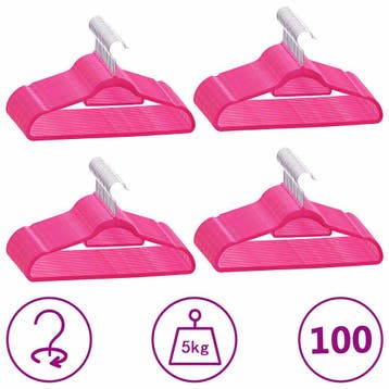 vidaXL 100-delige Kledinghangerset anti-slip fluweel roze, Huis en Inrichting, Kasten | Kleerkasten, Verzenden, Nieuw