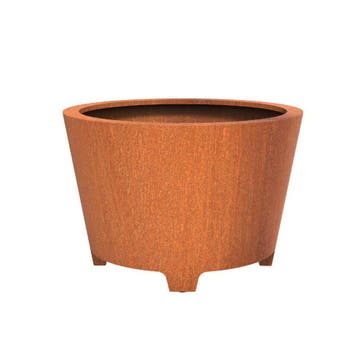 Cortenstaal plantenbak taps Ø120x80cm - Met poten, 100 cm of meer, Rond, Nieuw, Metaal