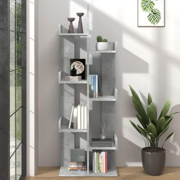 vidaXL Boekenkast 48x25,5x140 cm bewerkt hout betongrijs, Huis en Inrichting, Kasten | Boekenkasten, Verzenden, Nieuw