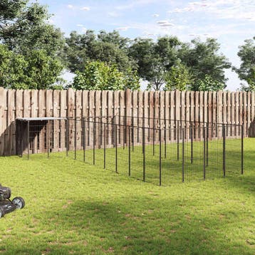 vidaXL Hondenkennel 13,31 m² staal zwart, Verzenden