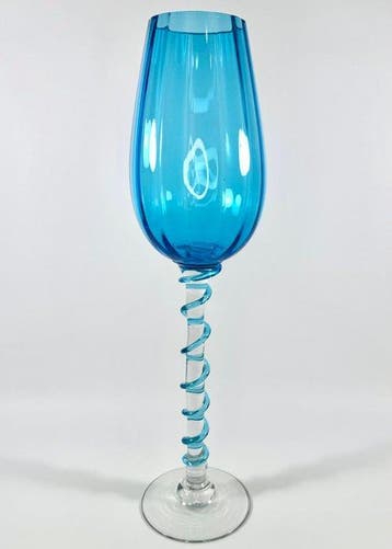 Vaas - Glas - Turkoois glas, XXL 55 cm, Antiek en Kunst