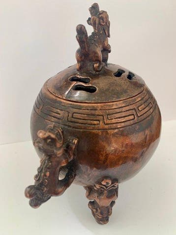 antieke Chinese bronzen wierookbrander - Gepatineerd brons -