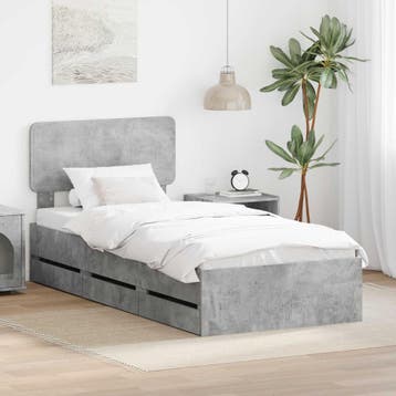 vidaXL Bedframe met lade Beton Grijs 90 x 190 cm, Verzenden, Nieuw