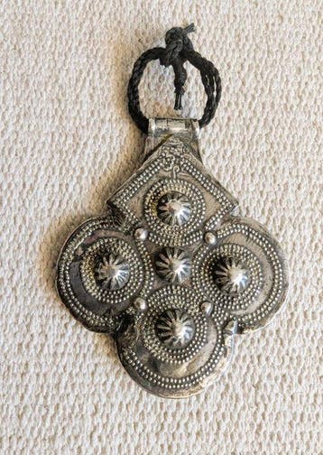Zilver, Cornaline - Amulet - Foulet khamsa Marokko