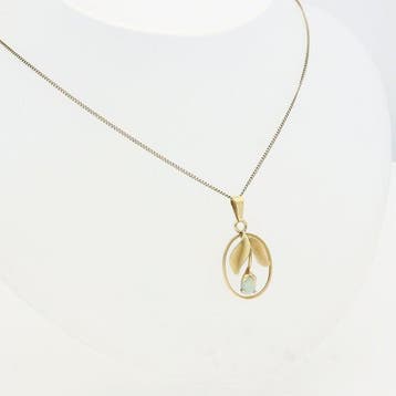 Collier avec pendentif - 14 carats Or jaune Opale