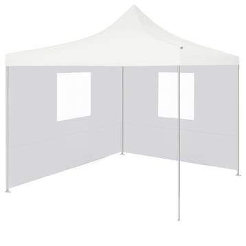 vidaXL Partytent met 2 zijwanden inklapbaar 3x3 m staal wit, Verzenden