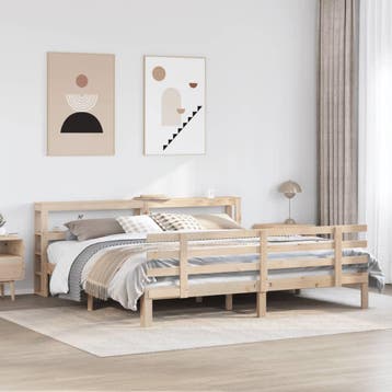 vidaXL Bedframe met hoofdbord massief grenenhout 180x200 cm, Verzenden, Nieuw