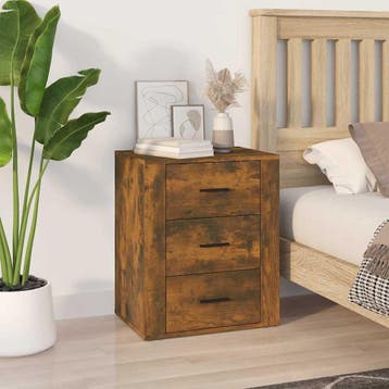 vidaXL Nachtkastje 50x36x60 cm bewerkt hout gerookt, Verzenden, Nieuw
