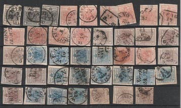 Oostenrijk 1850 - Eerste emissie Partijtje van 58 zegels, Gestempeld