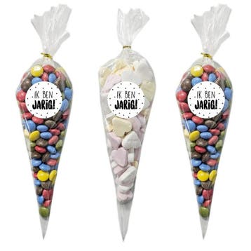 Fako Bijoux - 50x Cellofaan Puntzakken 30x16cm + 60 Stickers, Diversen, Cadeauverpakkingen, Verzenden, Nieuw