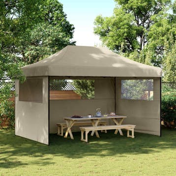 Pop-up Partytent Taupe: Tweede kansje! 34% korting, OP=OP, Tuin en Terras, Partytent, Minder dan 4 meter, Zo goed als nieuw, Opvouwbaar