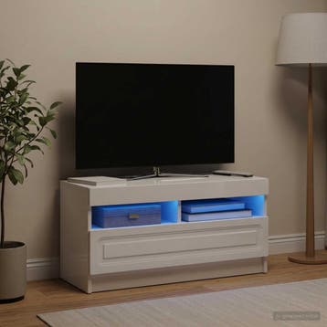 vidaXL LED tv-meubel Hoogglans Wit Bewerkt hout, Verzenden, Nieuw