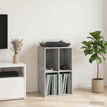 vidaXL Platenkast Betongrijs 44,5 x 36,5 x 74,5 cm Bewerkt, Maison & Meubles, Accessoires pour la Maison | Étagères pour CD & DVD