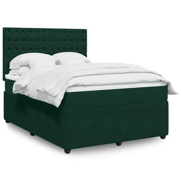 vidaXL Boxspring met matras fluweel donkergroen 140x200 cm, Verzenden