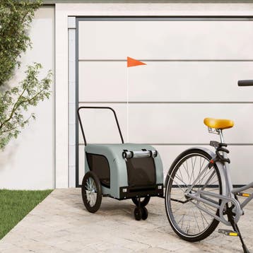vidaXL Hondenfietstrailer oxford stof en ijzer grijs en, Verzenden