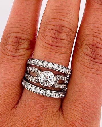 Bague - 18 carats Or blanc Diamant (Naturelle) - Diamant, Handtassen en Accessoires, Ringen, Nieuw