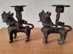 Handmade - Kaarsenhouder Foo Dog Lion (2) - Brons, Metaal -