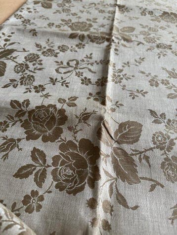 Superbe tissu coton/lin damassé vintage de haut qualité., Antiek en Kunst