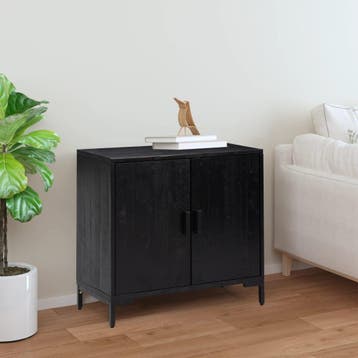 vidaXL Dressoir 75x35x70 cm massief grenenhout zwart, Huis en Inrichting, Verzenden, Nieuw