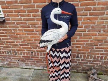 Statue, XL Metal Garden Stork - metal - 80.5 cm - Métal