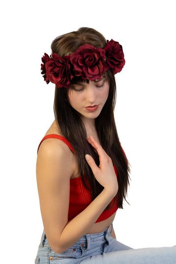 KIMU® Grote Rozenkrans Rozen Donkerrood Bloemenkrans Haar Bl, Kleding | Dames, Ophalen of Verzenden, Nieuw