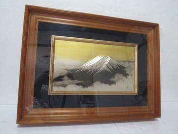 Paneel - Metalen reliëfpaneel, Hout - Japan - Mt. Fuji boven