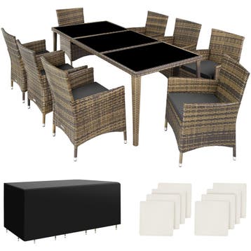 tectake Aluminium wicker zitgroep Menorca 8+1 met beschermho, Tuin en Terras, Verzenden, Nieuw