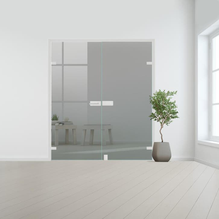 Glazen dubbele binnendeur voor stomp kozijn aluminium beslag, Doe-het-zelf en Bouw, Glas en Ramen, Nieuw, Verzenden