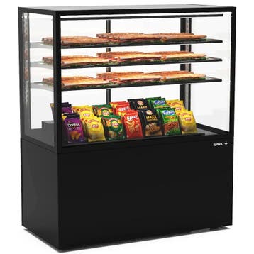 Neutrale Vitrine | INTEGRA | Zwart | 4 Niveaus | Wielen, Verzenden, Nieuw in verpakking