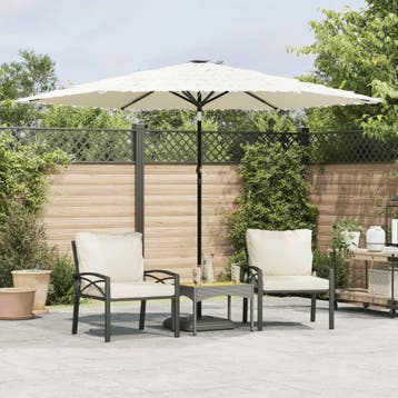 vidaXL Parasol met stalen paal 288x288x225 cm wit, Tuin en Terras, Verzenden, Nieuw