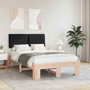 vidaXL Bedframe met Gevoerde Hoofdbord Zwart 120 x 200 cm, Verzenden, Nieuw