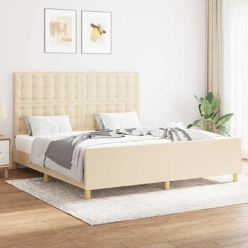 vidaXL Bedframe zonder matras stof crèmekleurig 160x200 cm, Verzenden