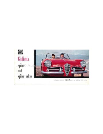 1958 ALFA ROMEO GIULIETTA SPIDER VELOCE BROCHURE ENGELS, Boeken, Ophalen of Verzenden, Nieuw