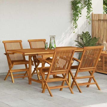 vidaXL 5-delige Tuinset massief teakhout, Verzenden, Nieuw, Tuinset