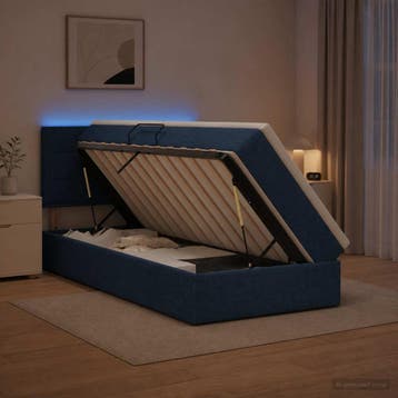 vidaXL LED opbergbed met matras Blauw 90 x 200 cm Stof, Verzenden